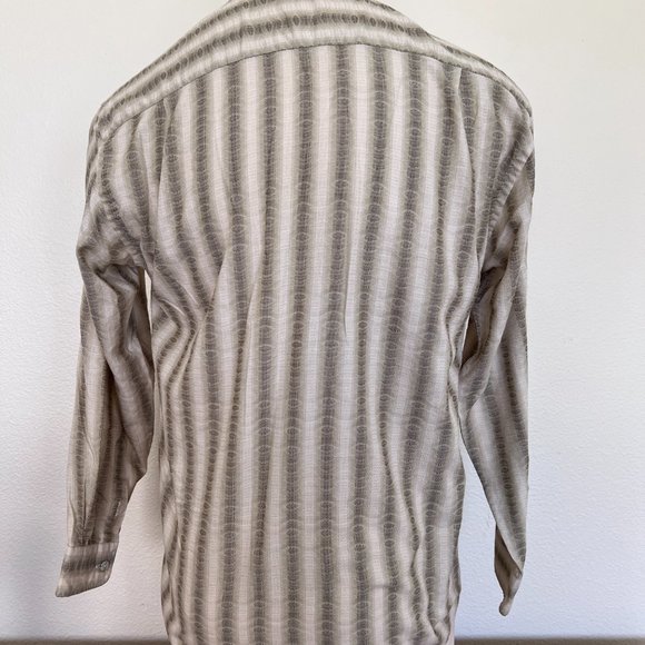 Jhanes Barnes - Nehru Style - Striped Long Sleeve Shirt - Size Medium - Picture 6 of 8